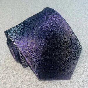 Van Heusen Ombre Black Blue Purple Men's Necktie Silk and Polyester